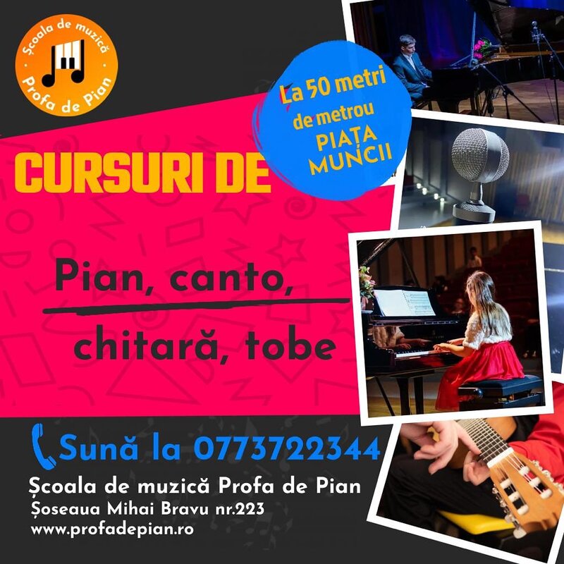 Scoala de Muzica, profa de pian, cursuri pian, canto, chitara, tobe